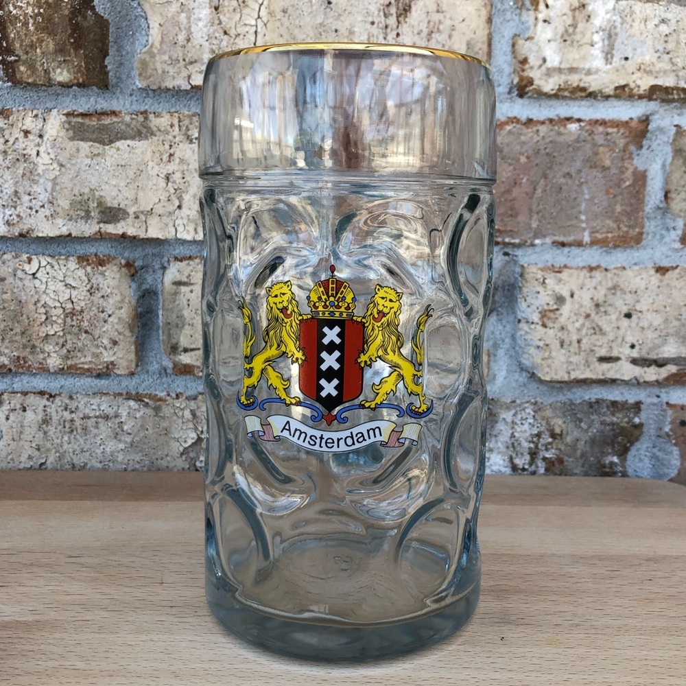 Amsterdam 1 Liter Collectibles Dimpled Stein Heavy Beer Glass